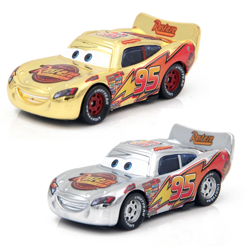 Disney Pixar машинки цвета: золотистый серебристый Маккуин 1:55 Diecast металлического