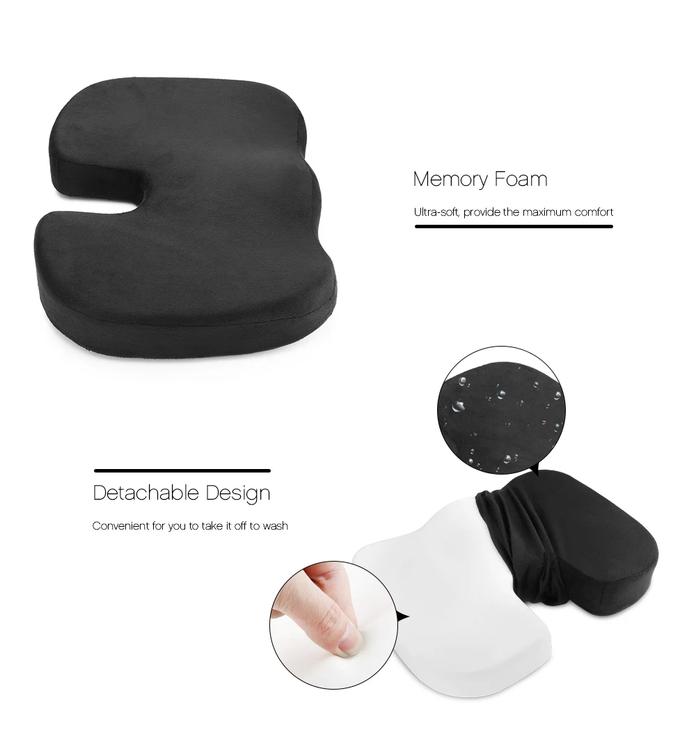 Coccyx Orthopedic Memory Foam Seat Cushion for Chair Car Office