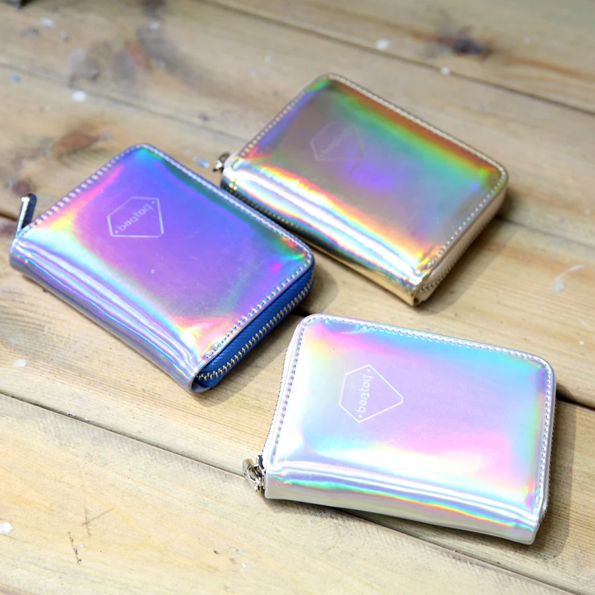 Silver Small Leather Women's Wallet Hologram Money Organizer Purse Short Clutch Bank Card Holders Fashion Coin Purse Silver Small Leather Women's Wallet Hologram Money Organizer Purse Short Clutch Bank Card Holders Fashion Coin Purse
