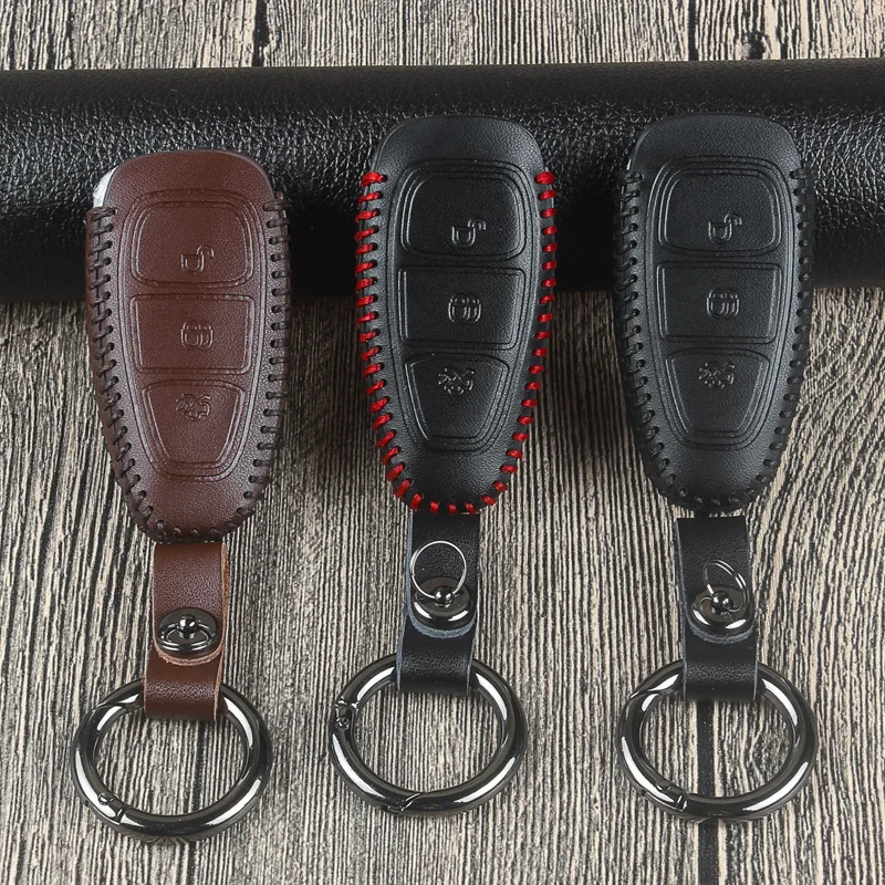

High quality Genuine leather Car key Case For Ford Focus 3 4 MK3 MK4 Kuga Edge Mondeo Fusion Escape Ecosport Fiesta key Cover