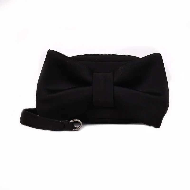HOCODO, модная женская сумка через плечо, милый клатч с бантом, Милая женская маленькая сумка на цепочке, милые сумочки, вечерняя сумочка, клатч - Цвет: Black