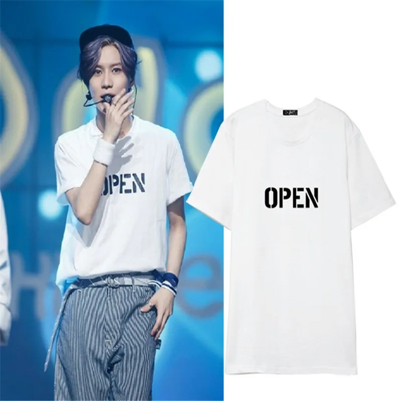 Футболки SHINEE Taemin с открытым принтом удобные футболки в Корейском стиле топ из