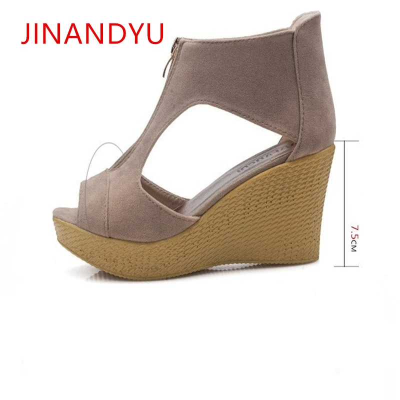 

Peep Toe Wedges Sandal Female Platform Heels Gladiator Sandals Boots Slopes Zipper Fish Mouth Shoes Women Summer Sandals 2019