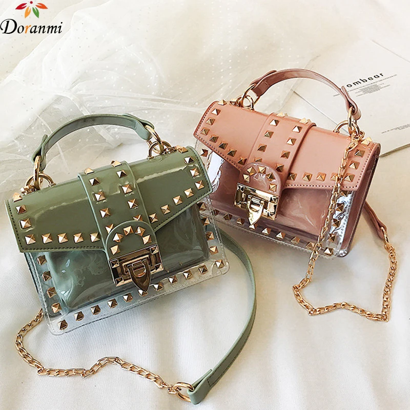 

DORANMI Transparent Rivet Summer Bags For Women 2019 Fashion Composite Bags Female Crossbody Shoulder Bag Messenger Bolsa DJB433