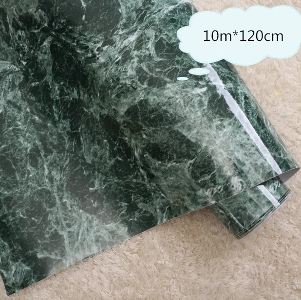 

10m*120cm PVC stickers wall decor Blackish green marble kitchen cabinet furniture tv background wallpaper wall art self-adhesive