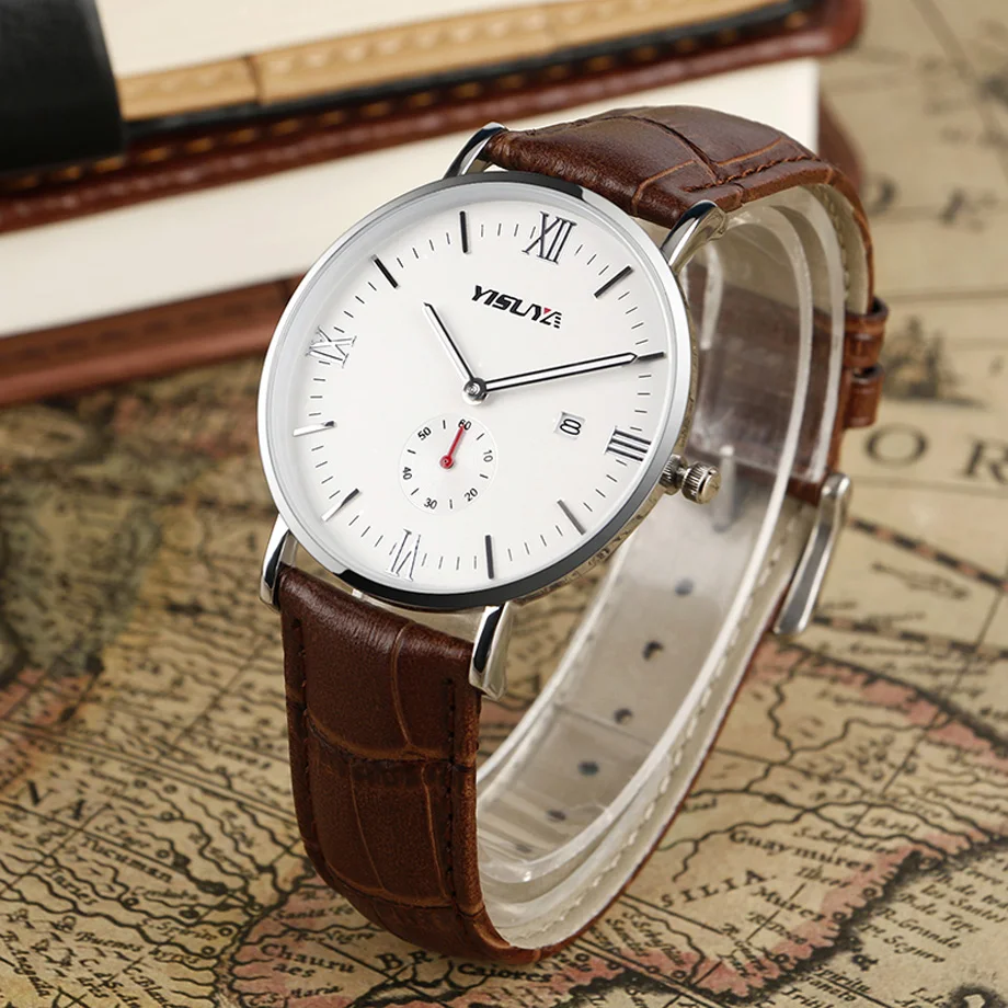 YISUYA Top Brand Luxury Women Watches Calendar Brown Genuine Leather Band Ladies Quartz Wristwatch Minimalist Sports Clock 2017  (11)