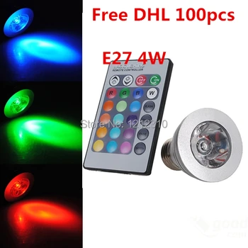 通販 最低価格4ワットled Rgbスポットライトe27 E14 Gu10 Mr16 24keyリモコン調光対応led電球ランプファッションデザイン