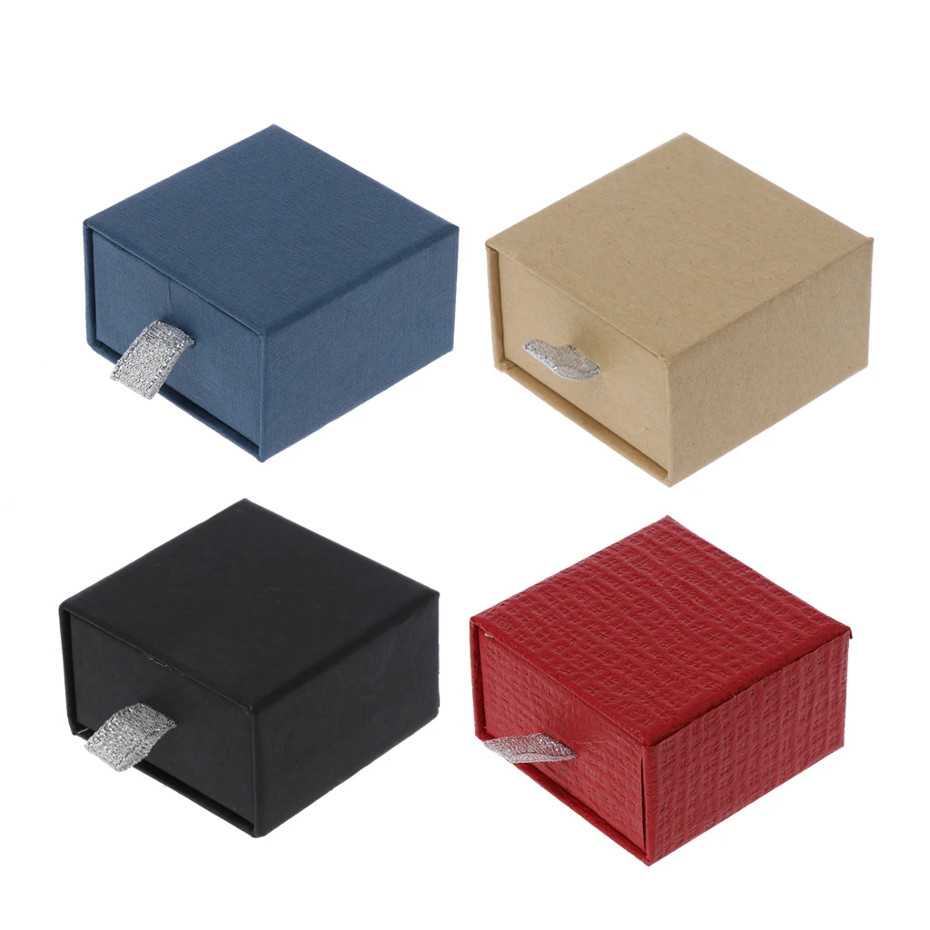 

Kraft Paper Drawer Jewelry Gift Box With Removable Cotton Pad Ring Display Box