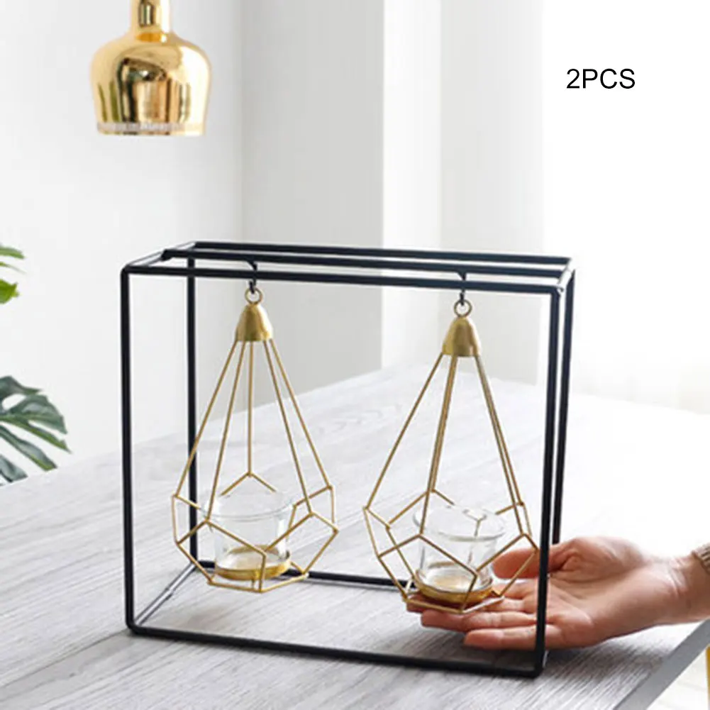 Square 2 Pcs Экономичный полый подсвечник металлический подсвечник украшение для свадебной вечеринки гостиной ds99 - Цвет: Square 2 Pcs