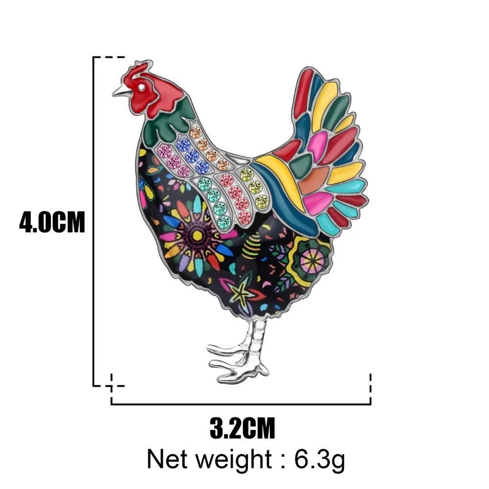 Bonsny Эмаль сплав Милая курица брошь в виде курочки одежда заколка на шарф украшения со стразами в виде животных для женщин девочек подарок талисманы украшения