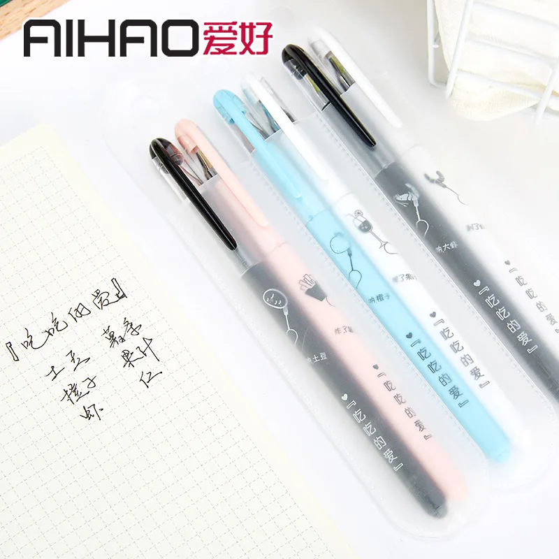 Бренд Aihao с цветными ручками 0,35 мм точка школьная гелевая ручка письменная ручка 12 шт./кор. школа питания