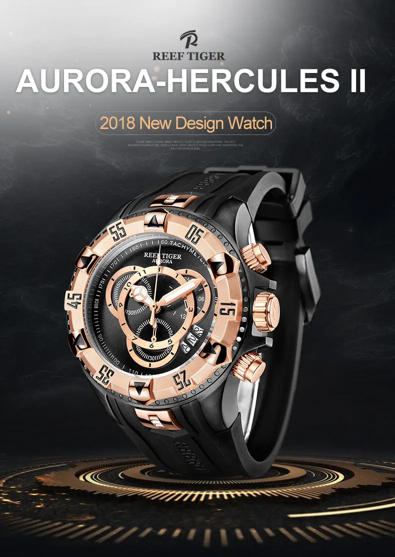 Relogio Masculino Reef Tiger/RT Топ бренд Роскошные спортивные часы мужские розовое золото синий резиновый ремешок модные часы Reloj Hombre