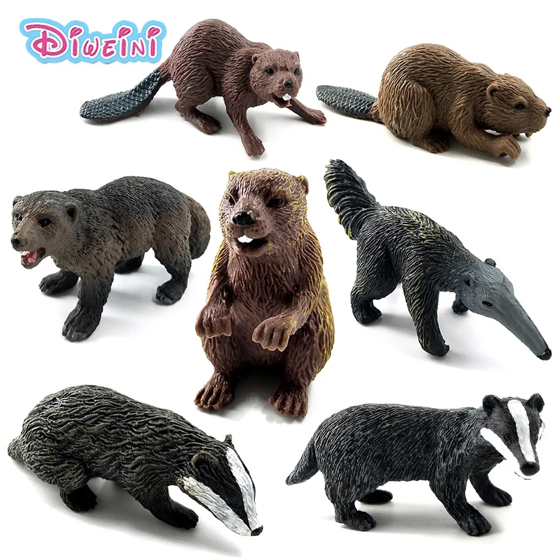 Имитация леса модель диких животных один кусок барсук Росомаха Anteater Beaver Bear