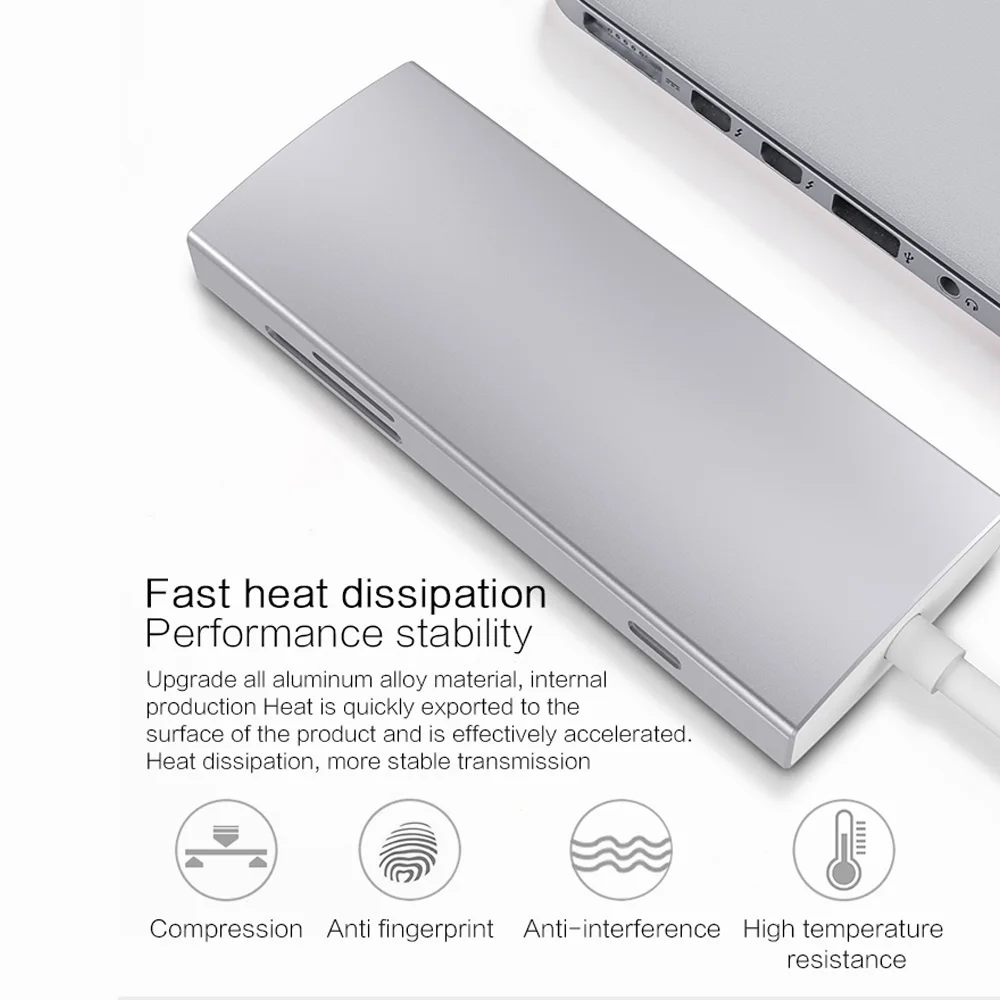 Arealer usb-концентратор 7-в-1 Мультифункциональный Тип C концентратор с 2 портами(стандарт 3,0 Порты 2 K/4 K Высокое разрешение Выход порт lan кабель данных/устройство для считывания с tf-карт