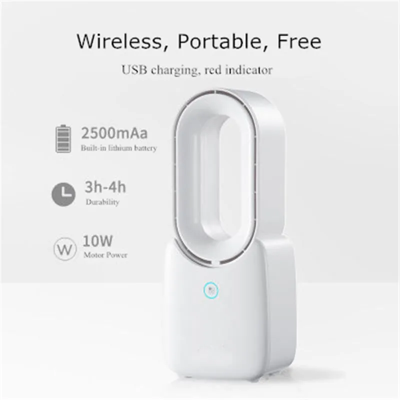 Мини USB портативный Перезаряжаемый вентилятор, вентилятор без пузырей с ночным светом, настольный вентилятор воздушный Кондиционер