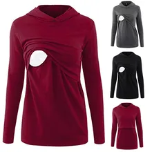 

Pregnant Nursing Tees Pregnant Women Maternity Nursing Wrap Top Hoodie Long Sleeves Blouse T Shirt 18Sep20