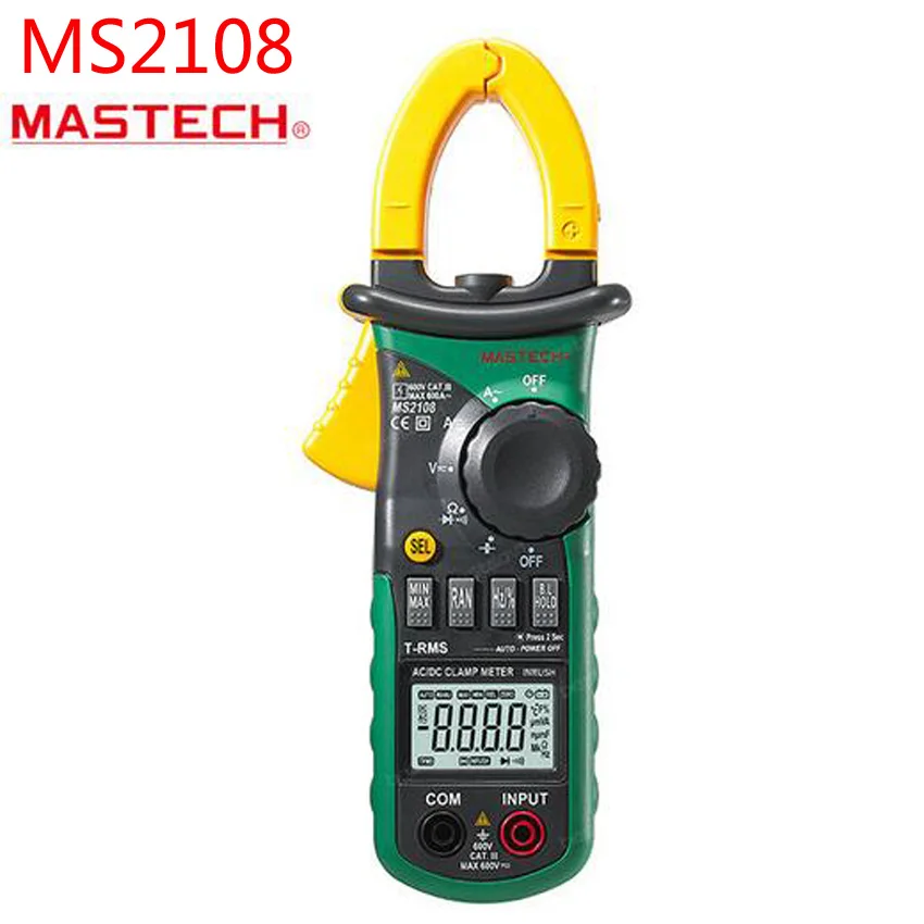 MS2108 True RMS AC /DC Clamp Meter Digital Auto Range Multimeter Inrush Current Tester Clamp