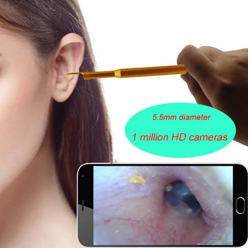 

3 In 1 Ear Cleaner Spoon Otoscope Ear Inspection Cleaning Tool Endoscope Camera for Android Phone PC YF2018
