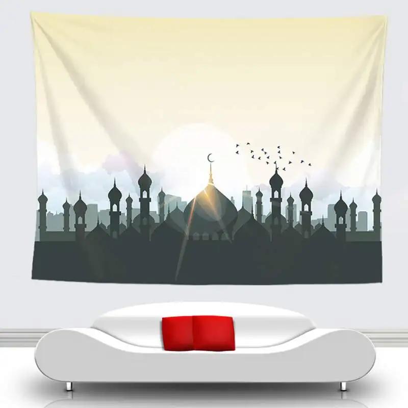 

Arabic Islamic Eid al-Fitr Style Tapestry Wall Hanging Corridor Decorative Tarpaulin Printed Background Cloth Wall Decor