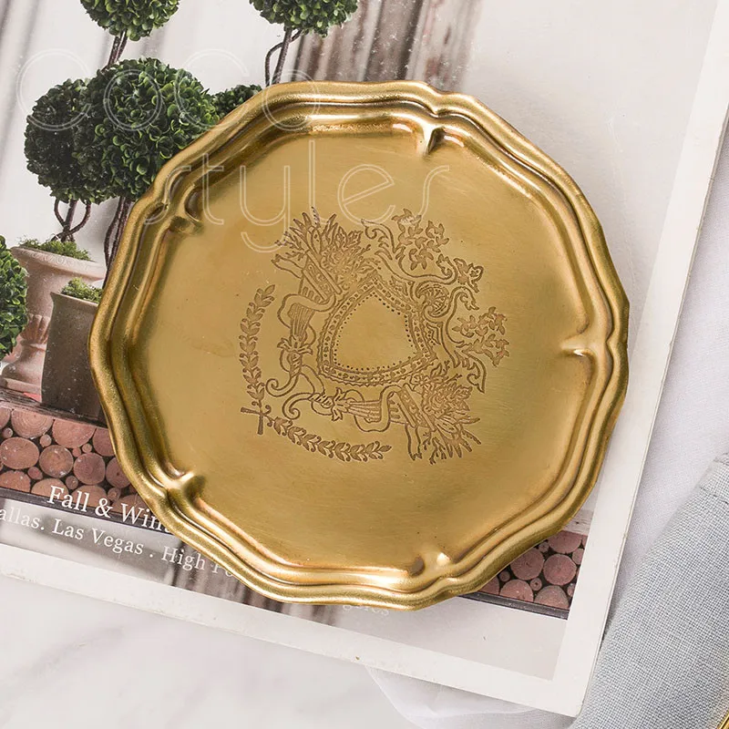 

Cocostyles InsFashion high-end round handmade multiple use 6pcs brass tray set for luxury european american style home decor
