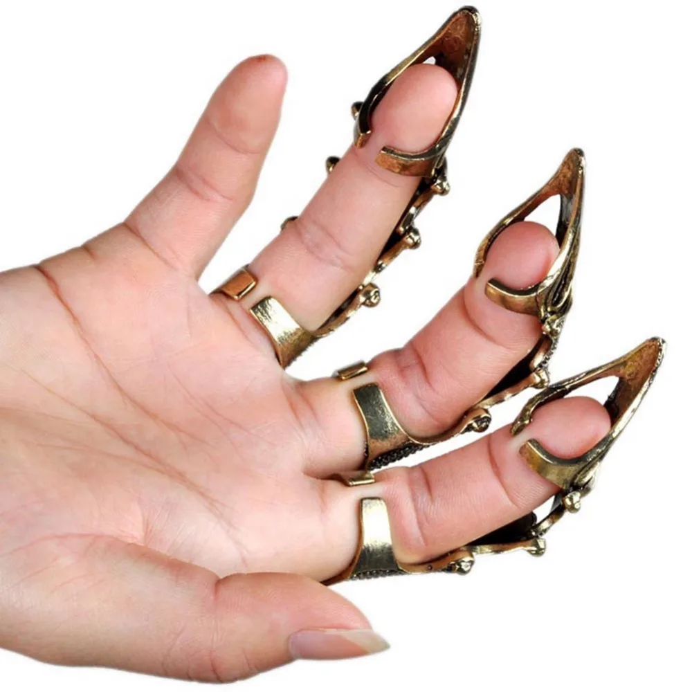 4 pezzi con articolazione e doppio anello Jovivi anello a dito pieno per uomo stile gotico punk armatura
