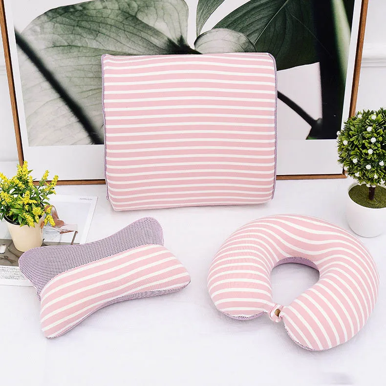 

Striped Travel Pillow Neck U Shape Breathable Mesh Memory Foam Pillows in the Car Plane Back Head Cushion 1 pc or 3 pcs 11006