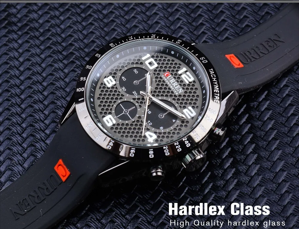 CURREN резиновый ремешок спортивный гоночный дизайн Водонепроницаемый светящиеся руки Мужские кварцевые наручные часы лучший бренд класса люкс военные мужские часы