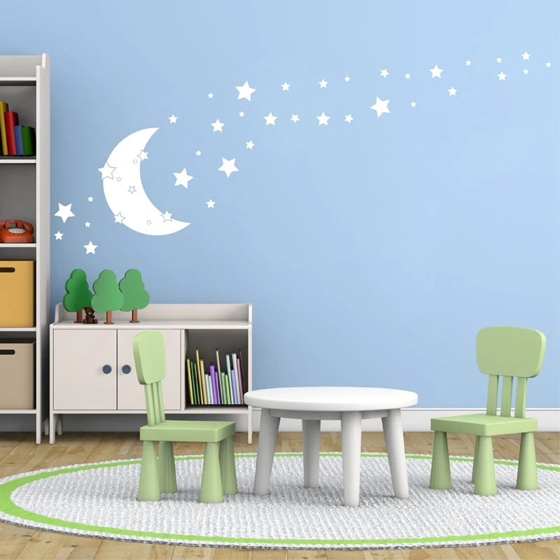 Stars and Moon Wall Vinyl Sticker  Nursery Decor