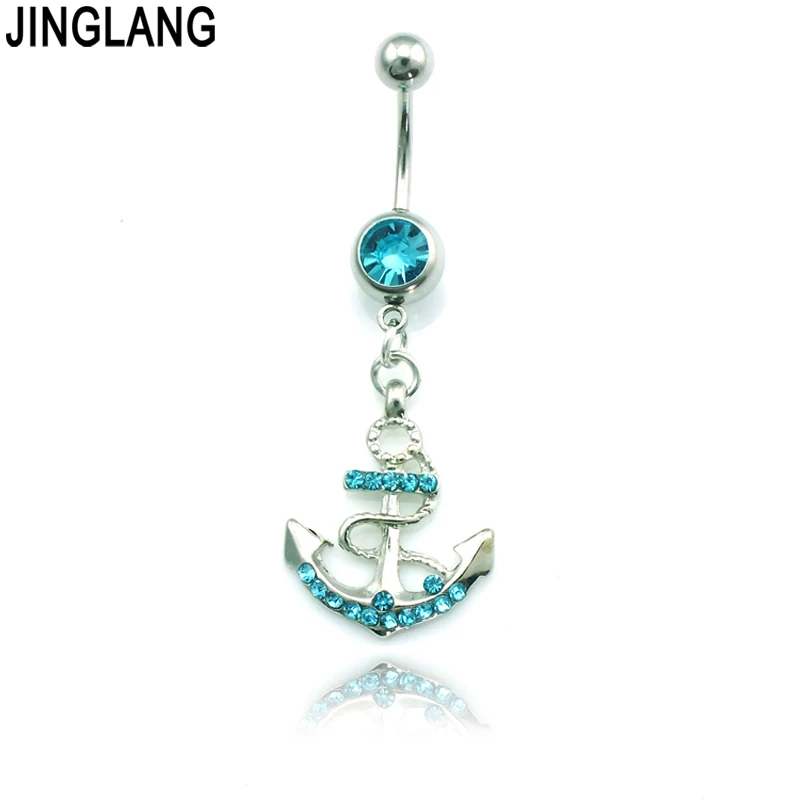 Fashion Belly Button Rings 316L Surgical Steel 4 Color Rhinestone