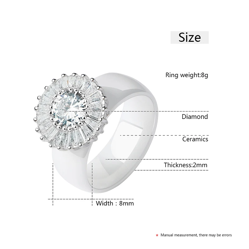 Стерлинговое Серебро S925, элегантное женское ослепительное цветочное кольцо, CZ Циркон, юбилейное кольцо, здоровые керамические кольца для свадьбы, помолвки