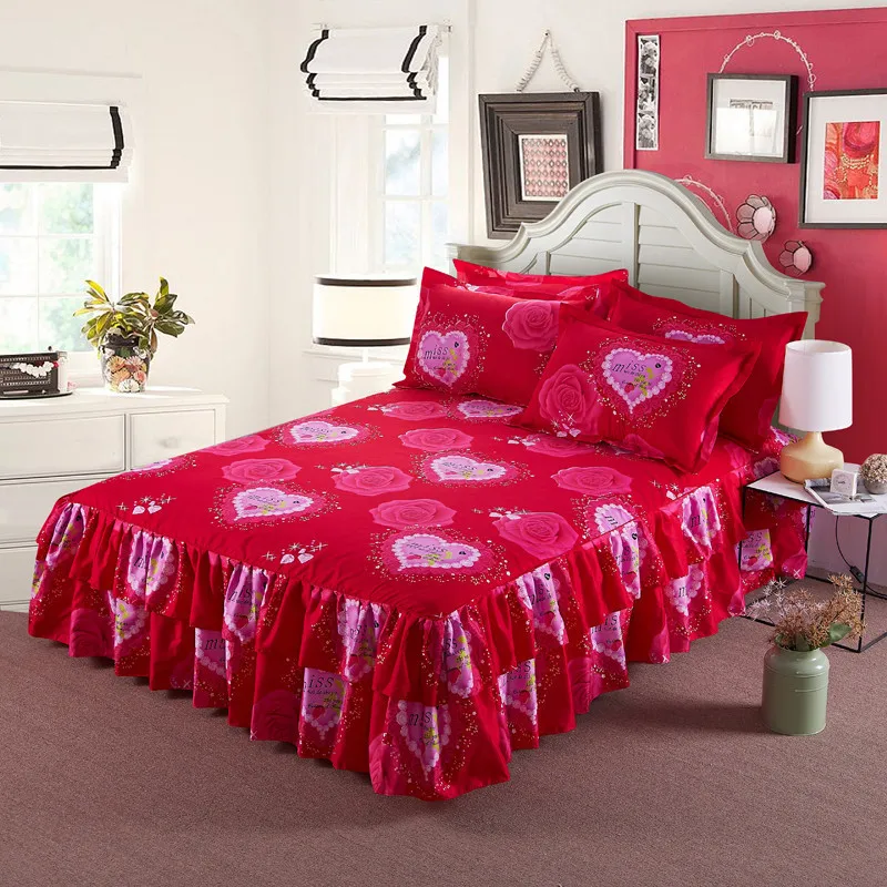 Мягкая хлопковая юбка-кровать детская принцесса для взрослых постельное белье Одноместный Двойной Полный queen King size покрывало льняные покрывала 150x200 180x200 - Цвет: Color 10