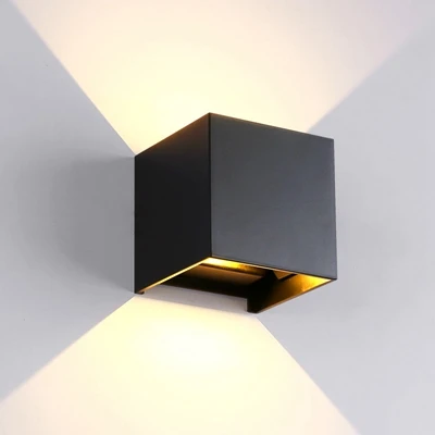 IP65 кубические круглые Регулируемый Открытый Проход Настенный светильник с крышкой вверх/вниз Прихожая двор Водонепроницаемый крыльцо садовый светодиодный настенный светильник алюминиевый - Цвет абажура: Black Cube
