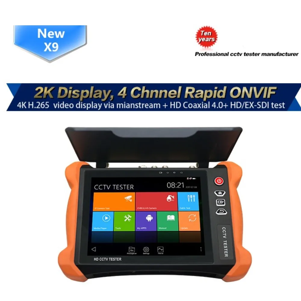 2018 новейшие CCTV мониторы тестера X9 8 дюймов H.265 4K IP камера тестер 8MP TVI CVI 5MP AHD SDI CVBS с