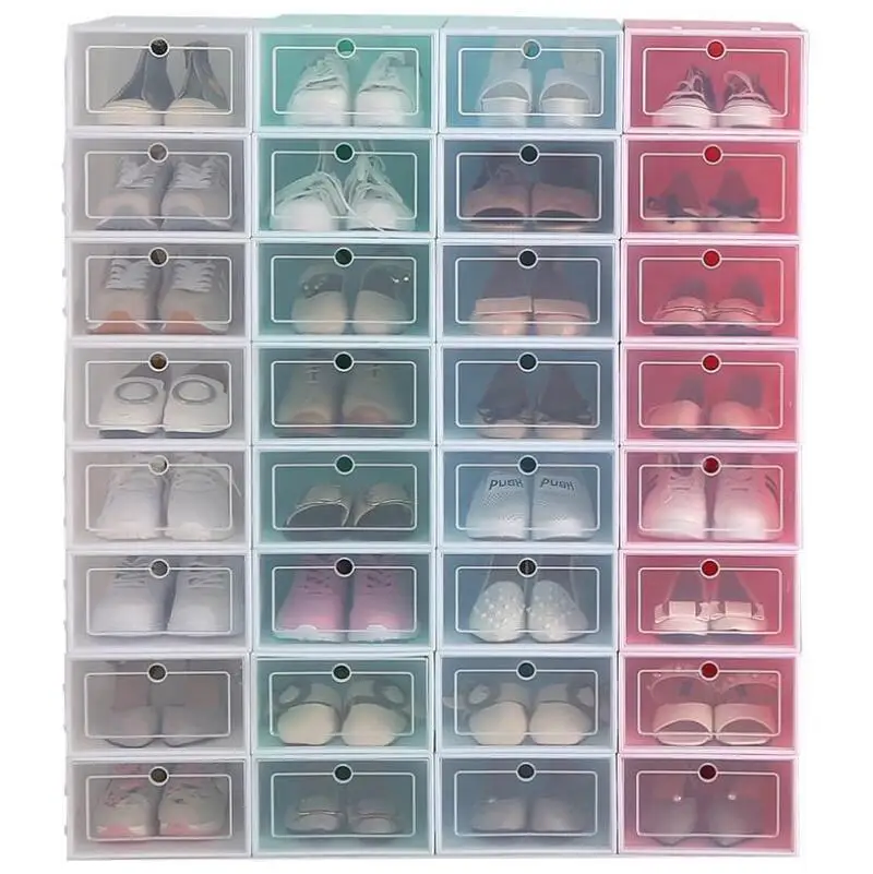 

New Transparent plastic shoe storage box Japanese shoe box Thickened flip drawer box shoe storage organizer LX7196