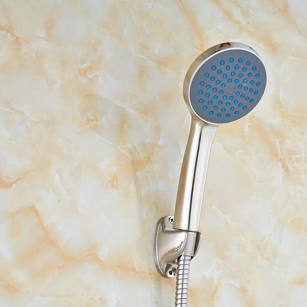 Brushed Nickel Rain ABS Plastic Hand Sprayer Handheld Shower Head +Hose