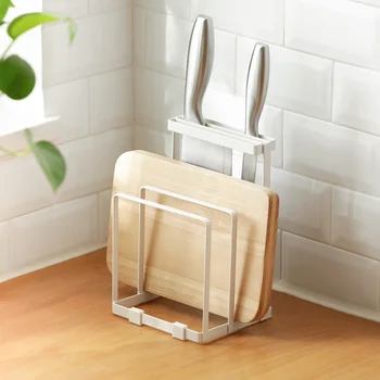 

Kitchen knife holder cutting board storage rack metal painting white knife rack finishing shelf wx7251616