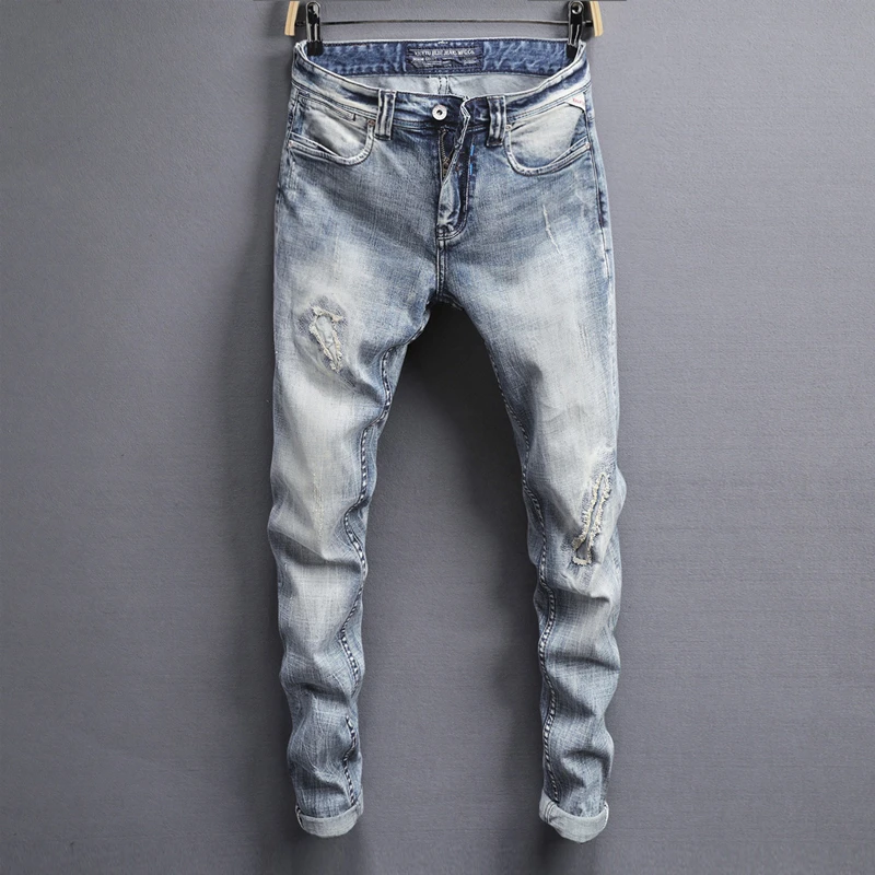 American Streetwear Fashion Men Jeans Light Blue Slim Fit Elastic Denim Pants Hombre Ripped Jeans For Men Hip Hop Jeans Homme Aliexpress Men S Clothing American Streetwear Fashion Men Jeans Light Blue Slim Fit Elastic Denim Pants Hombre Ripped Jeans For Men Hip Hop Jeans Homme Aliexpress Men S Clothing