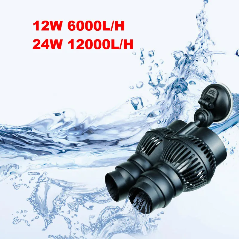 

12/24w Aquarium Wavemaker Double Power Head Water Circulation Pump With Suction Cup Adjustable Direction Making Water Current
