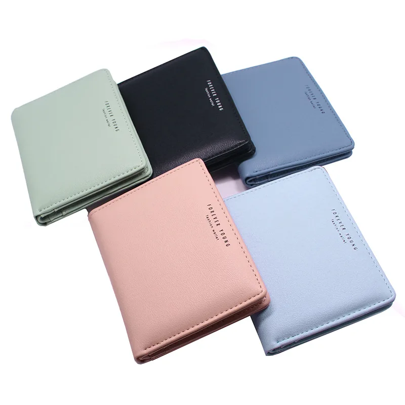 

Women Short Wallet Cute Mini Leather Purse Zipper Coin Pocket Card Holder Female Letter Thin Small Wallet