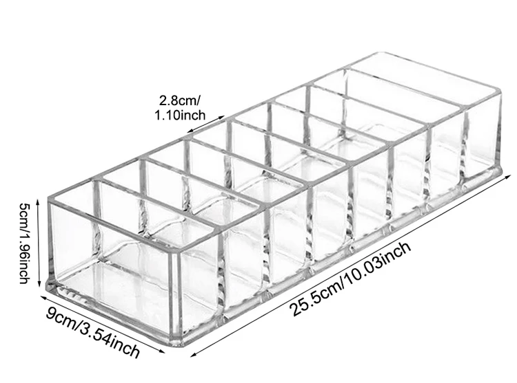 8 сетчатых акриловых органайзеров для макияжа, Женская косметическая коробка для девушек, липтики, кисти для бровей, Прозрачный женский косметический чехол для пудры