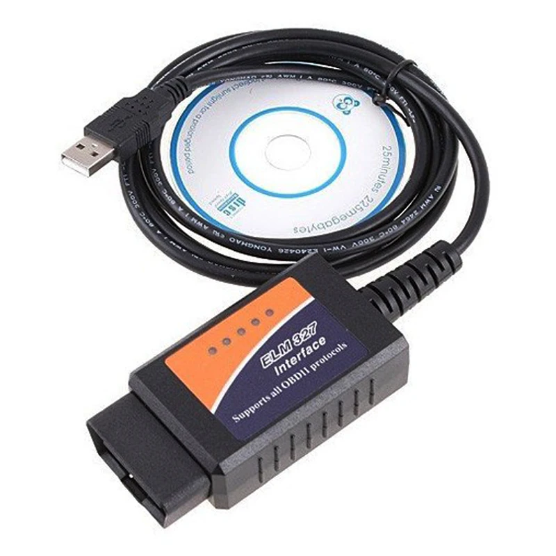 

ELM327 USB Plastic OBD2 Auto Diagnostic Tool Version V1.5 ELM 327 USB Interface OBDII CAN-BUS Scanner