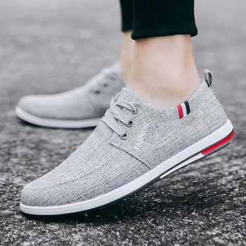 

Summer Hot Sale Breathable Men'S Casual Canvas Shoes Low-Top Hard-Wearing And Anti-Skid Lace-Up Versatile Men'S Peas Shoes Male