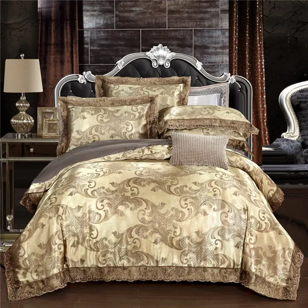 Роскошный жаккардовый золотой комплект постельного белья, домашний текстиль, 4 шт., сатиновый пододеяльник, размер queen king, качественное постельное белье, простыня, наволочки - Цвет: style 11
