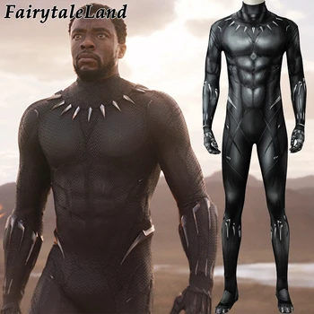 

3D Printing Black Panther Jumpsuit adult Men Carnival Halloween costume Black Panther Cosplay costume Superhero Spandex jumpsuit