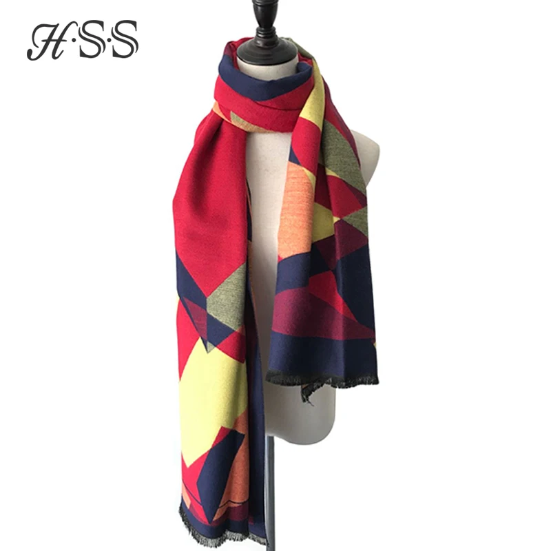 

Autumn and winter new geometric cashmere scarf Thick warm ladies shawls