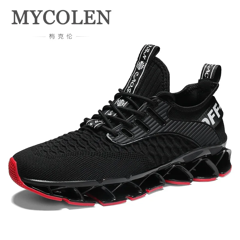 

MYCOLEN New Arrival Casual Shoes Men Hollow Out Bottom Blade Sneakers Top Quality Fly-Knitted Breathable Fashion Men Shoes Tenis