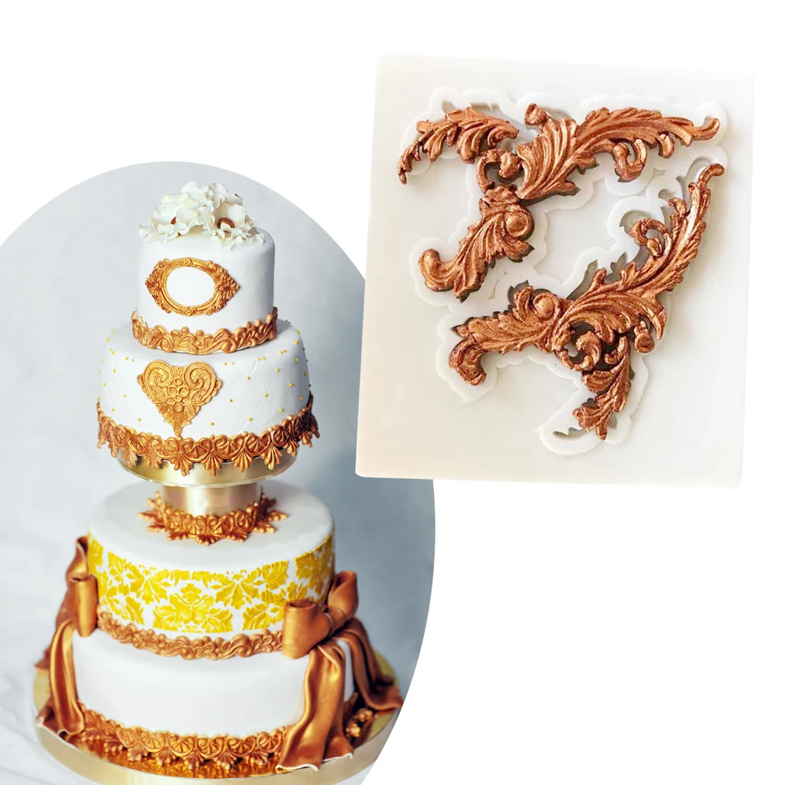 

1PC Silicone Mold Cake Decorating Tools Retro Frame Kitchen Pastry Baking Chocolate Soap Mold Easy Demoulding Silicone Form