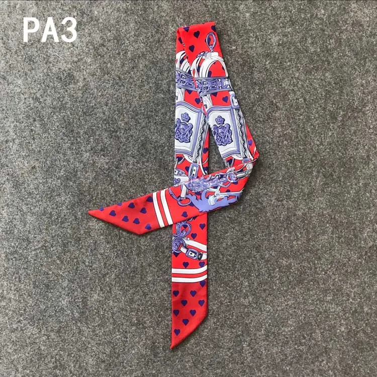 Дизайн люксовый бренд саржевая шелковая Маленькая женская тесемка, шарф с принтом русалки мешок для волос ручка Украшение галстук ручной шарф M299 - Цвет: PA-3