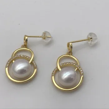 

New natural freshwater pearl 7-8 mm steamed bread beads, Tibetan earrings