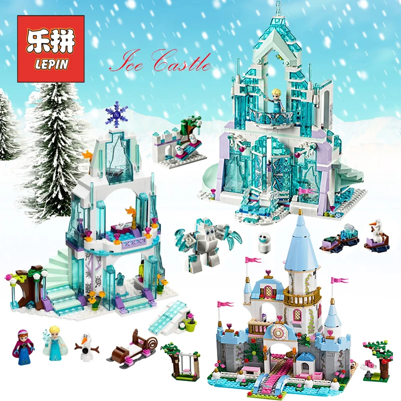 

Elsa Anna Ice Dream Romantic Castle Model Building Blocks Bricks Cinderella Princess Castle City set Friends Toys for Children